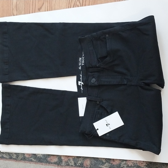 7 For All Mankind Denim - 7 For All Mankind NWT Women's Size 28 Black Slim Trouser Flare Denim Jeans Pants